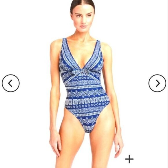 Robin Piccone Front Tie One-Piece Swimsuit Cornflower 6 NWT - Picture 1 of 13